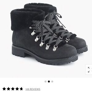 J.Crew Black Nordic Nubuck leather Shearling Ankle Boot 8
